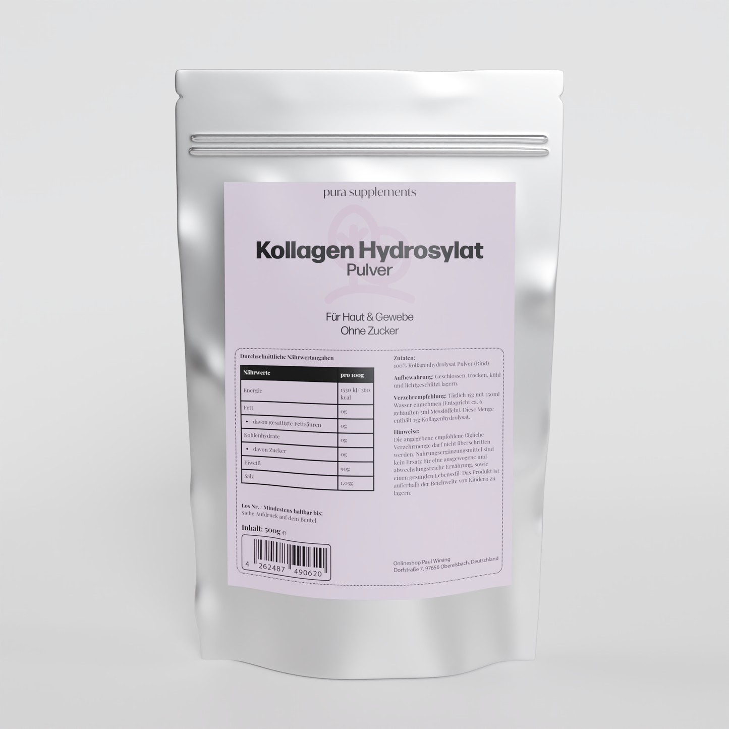 Kollagen Hydrolysat Pulver - 100% Rinerkollagen - Pulver