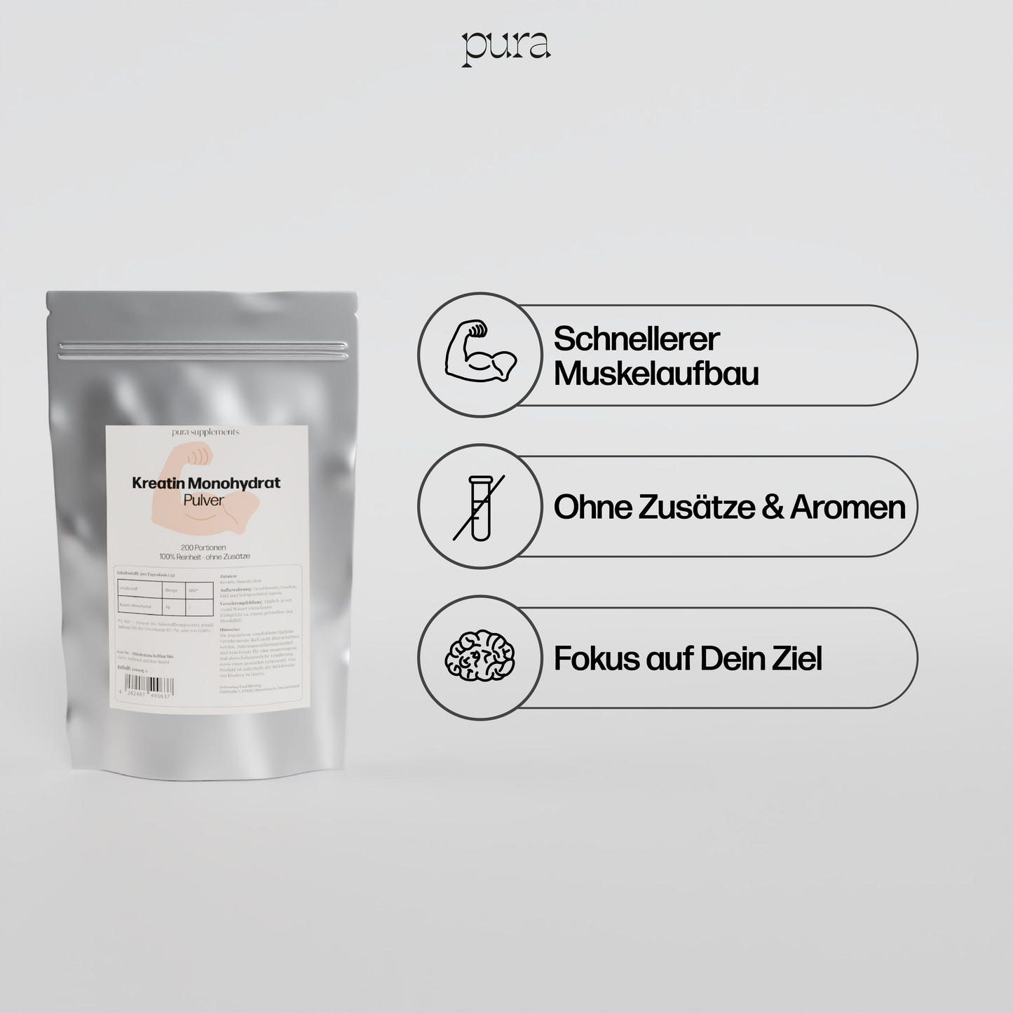 Kreatin Monohydrat - 200 Mesh - 1000g
