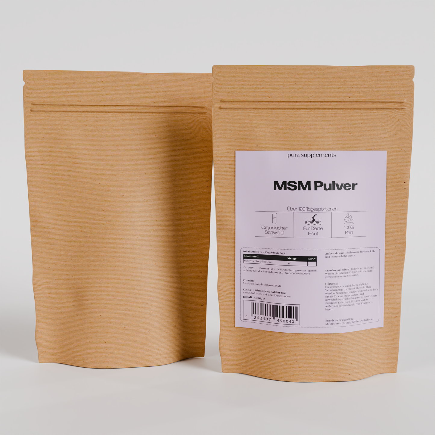 MSM Pulver - organische Schwefelverbindung - 500g