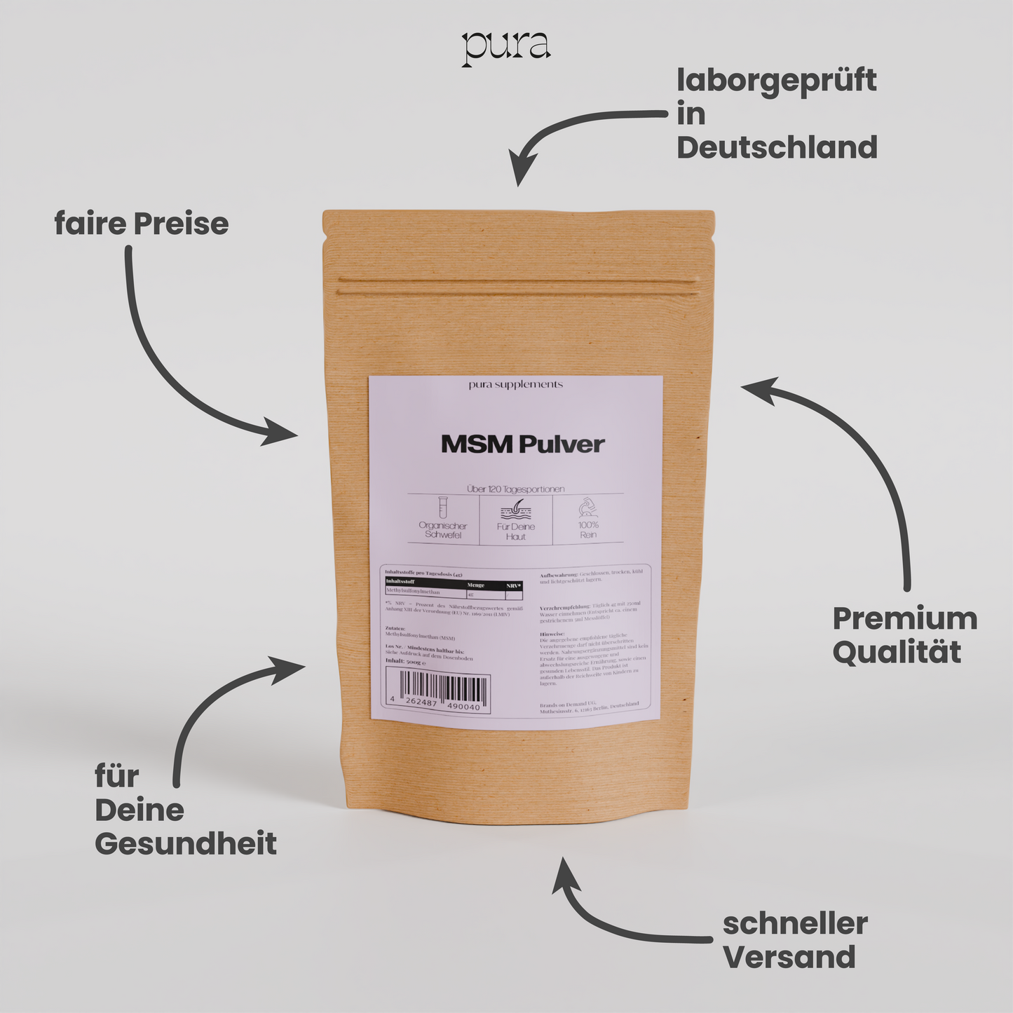 MSM Pulver - organische Schwefelverbindung - 500g