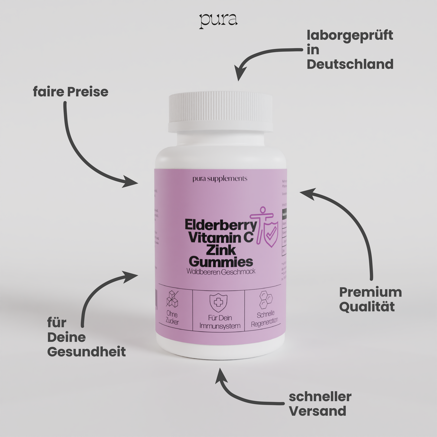 Elderberry + Vitamin C + Zink Gummies - Waldbeere Geschmack
