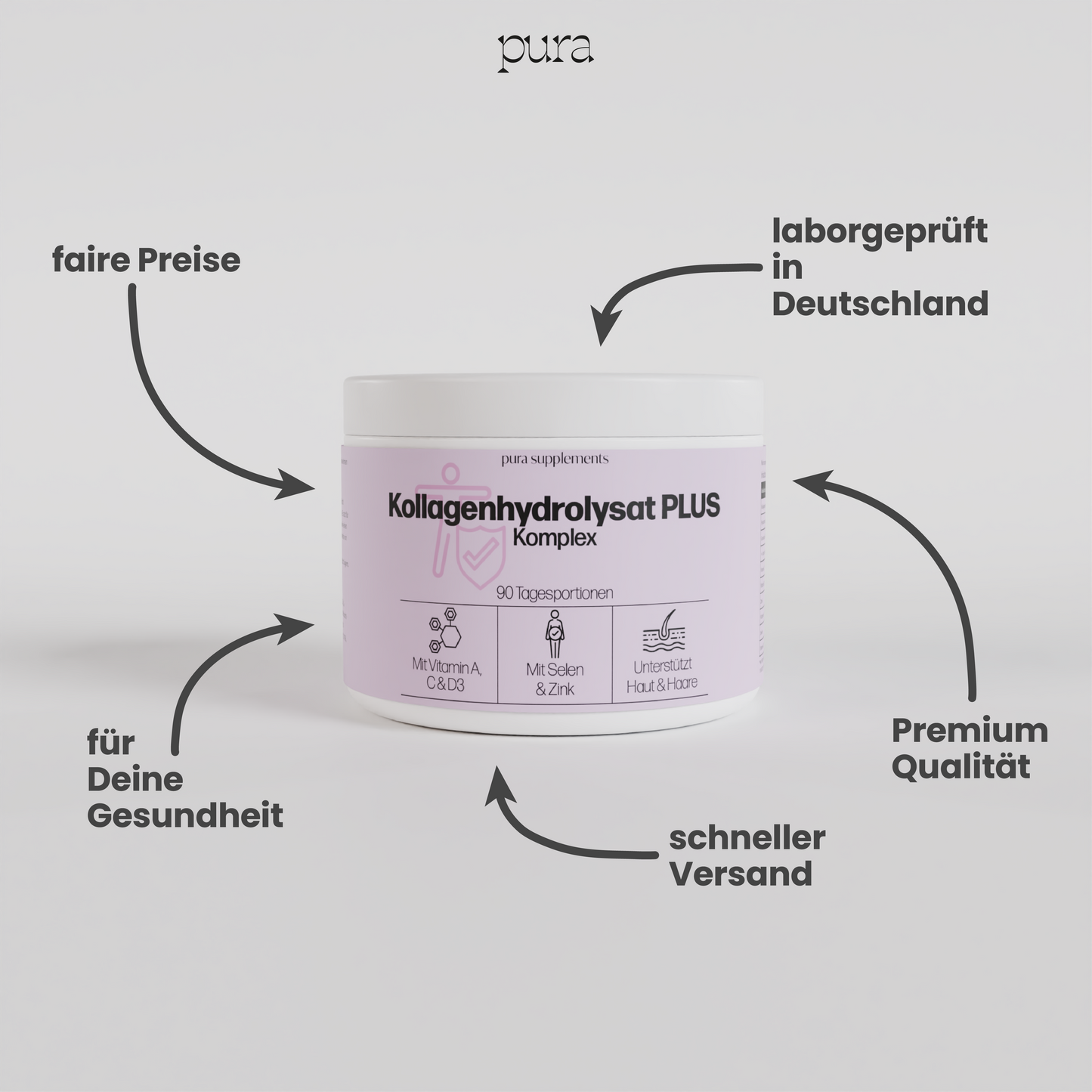 Kollagenhydrolysat Komplex für Haut, Haare & Nägel - Kapseln