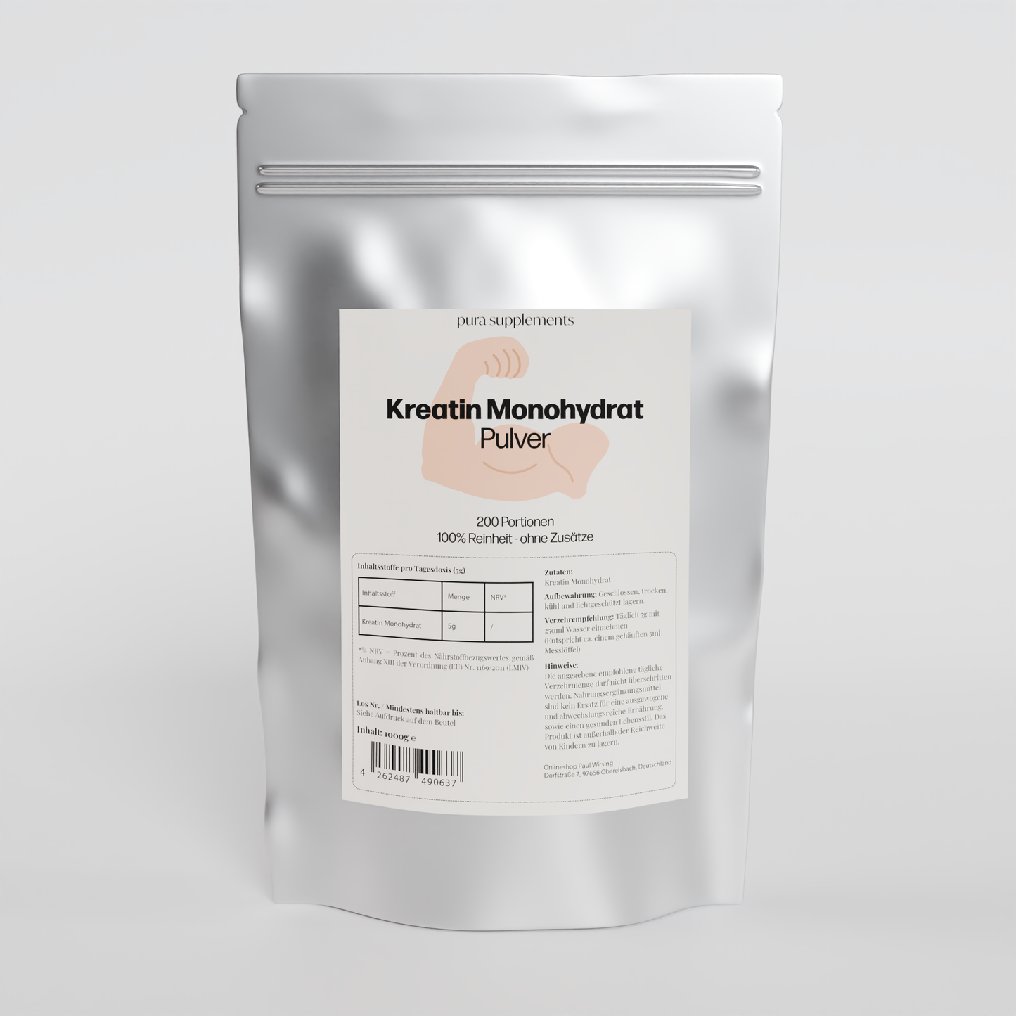 Kreatin Monohydrat - 200 Mesh - 1000g