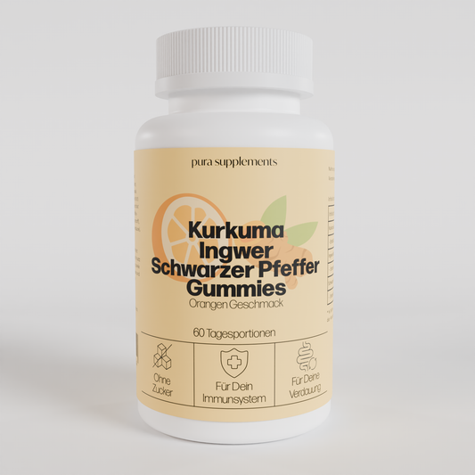 Kurkuma + Ingwer + schwarzer Pfeffer Gummies - Orangen Geschmack