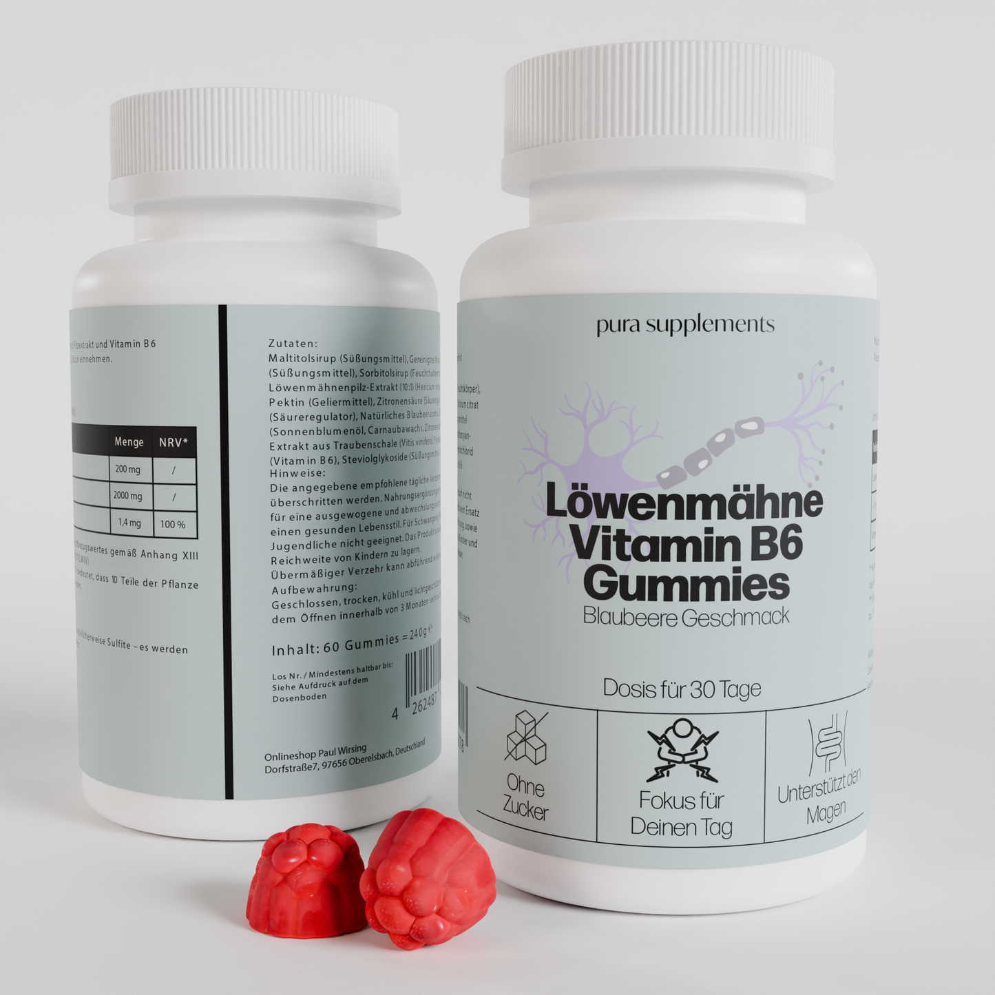 Löwenmähne Gummies - Blaubeere Geschmack