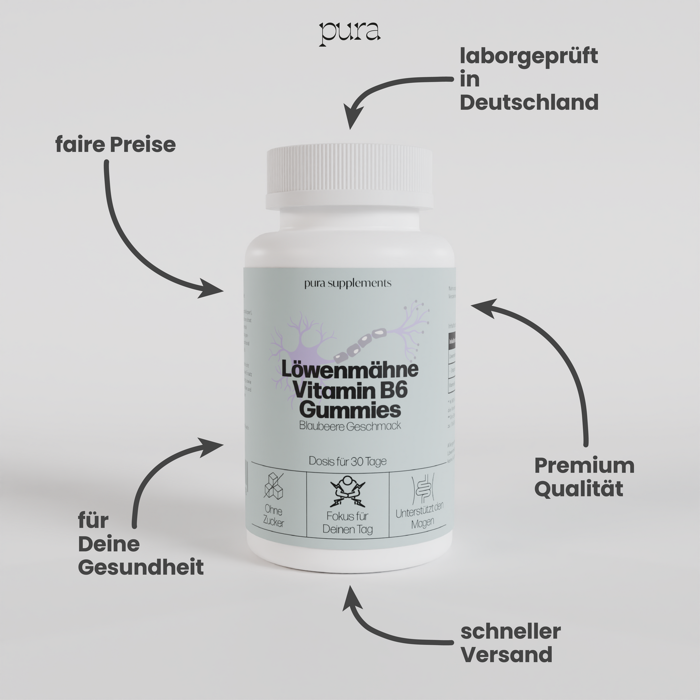 Löwenmähne Gummies - Blaubeere Geschmack
