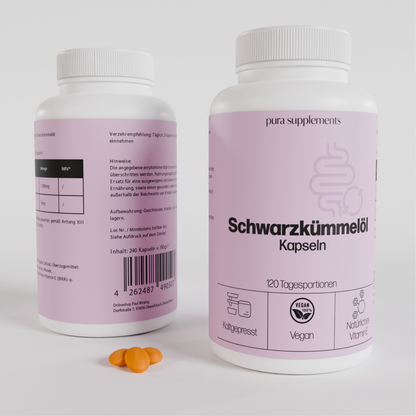 Schwarzkümmelöl kaltgepresst - ohne Zusätze - Softgel-Kapseln