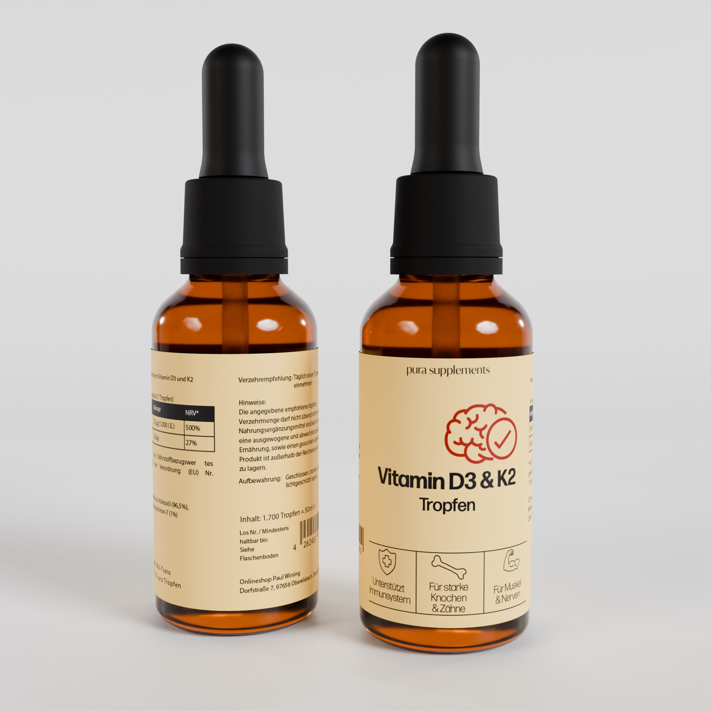 Vitamin D3 + K2 - 1.700 Tropfen (1.000 I.E.)