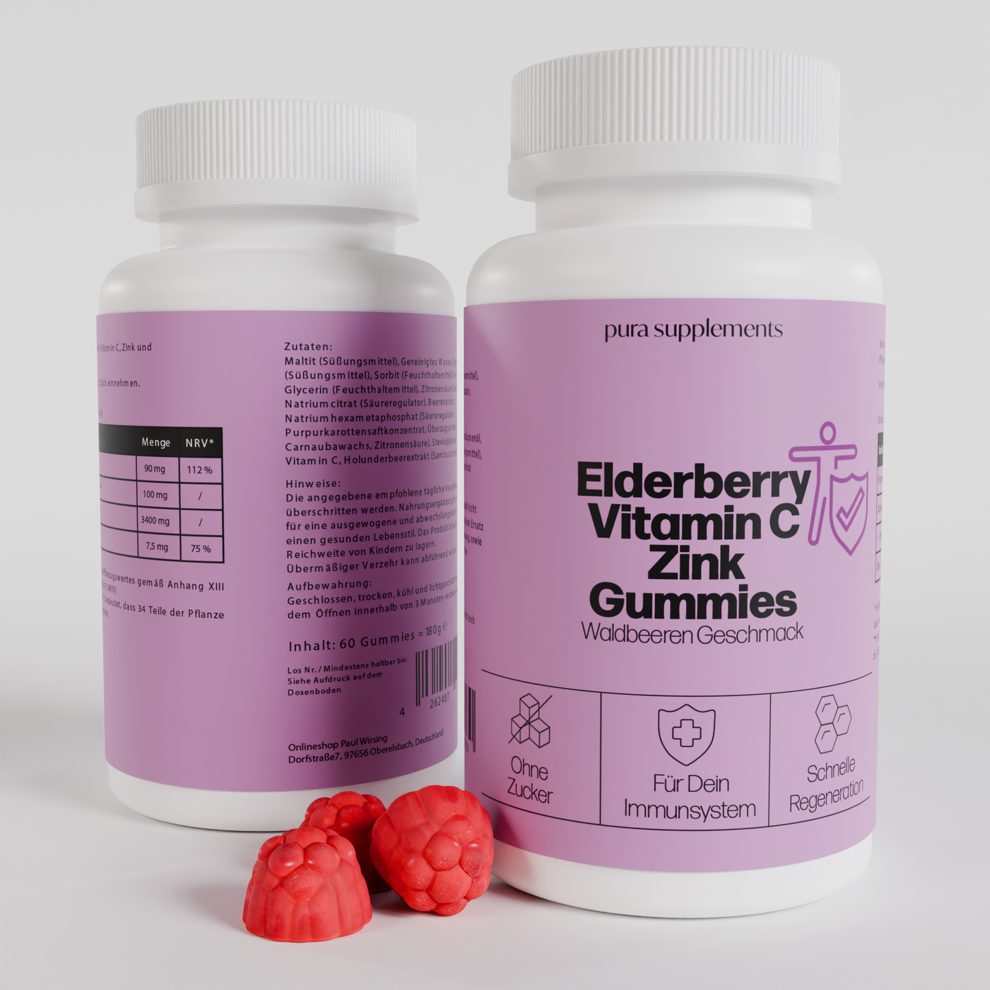 Elderberry + Vitamin C + Zink Gummies - Waldbeere Geschmack